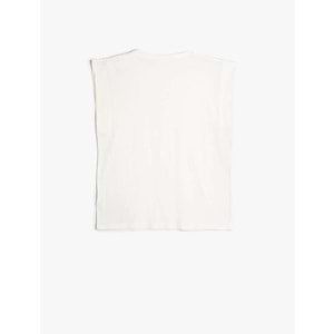 Kız Çocuk Basic Tişört Bisiklet Yaka Kolsuz Pamuklu - KOTON - 4SKG10106AK - EKRU - 5-6 YAŞ