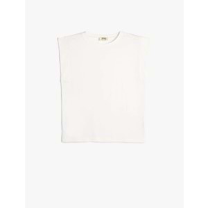 Kız Çocuk Basic Tişört Bisiklet Yaka Kolsuz Pamuklu - KOTON - 4SKG10106AK - EKRU - 5-6 YAŞ