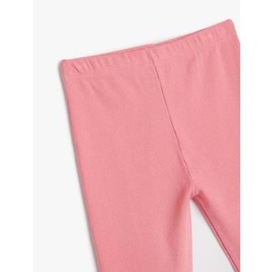 Kız Çocuk Basic Diz Altı Tayt Fitilli Beli Lastikli Pamuklu - KOTON - 4SKG40090AK - PEMBE - 7-8 YAŞ