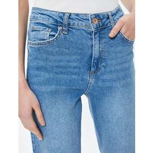 Düz Paça Kot Pantolon Standart Bel Pamuklu Esnek Cepli - Eve Slim Jean 4SAL40008MD