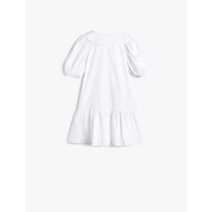 Kız Çocuk Elbise Bebe Yaka Balon Kollu Pamuklu - KOTON - 4SKG80068AW - BEYAZ - 4-5 YAŞ