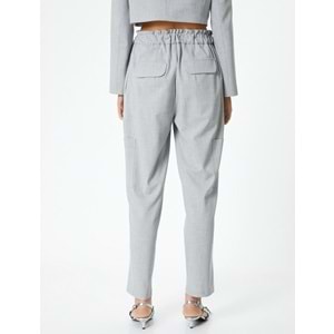 Yüksek Bel Jogger Pantolon Kargo Cepli - KOTON - 4SAK40134UW - GRİ MELANJ - 42