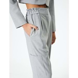 Yüksek Bel Jogger Pantolon Kargo Cepli - KOTON - 4SAK40134UW - GRİ MELANJ - 42