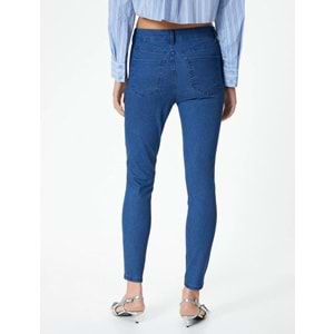 Yüksek Bel Skinny Kot Pantolon Dar Paça Cepli - Carmen Skinny Jeans - KOTON - 4SAL40367MD - AÇIK İNDİGO - 29/32