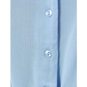 Önden Bağlamalı Gömlek Yarım Kollu Viskon - KOTON - 4SAK60025EW - MAVİ - 44