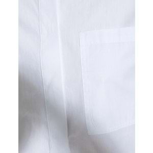 Crop Poplin Gömlek Uzun Kollu Rahat Kesim Düğmeli Cep Detaylı - KOTON - 4SAK60250PW - BEYAZ - 42