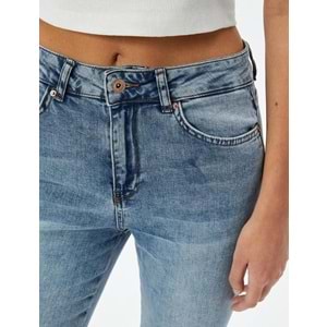 Dar Paça Yüksek Bel Esnek Kot Pantolon - Carmen Skinny Jeans - KOTON - 4SAL40135MD - AÇIK İNDİGO - 29/32