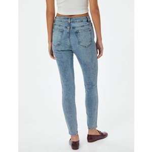 Dar Paça Yüksek Bel Esnek Kot Pantolon - Carmen Skinny Jeans - KOTON - 4SAL40135MD - AÇIK İNDİGO - 29/32