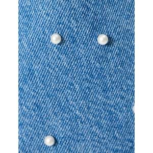 Taşlı Kot Pantolon Geniş Paça Cepli Standart Bel - KOTON - 4SAL40181MD - AÇIK İNDİGO - 26/32