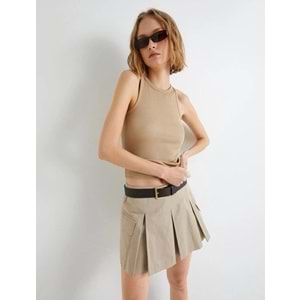 Halter Yaka Atlet Fitilli Slim Fit - KOTON - 4SAK10004EK - BEJ - XS