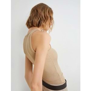 Halter Yaka Atlet Fitilli Slim Fit - KOTON - 4SAK10004EK - BEJ - XS