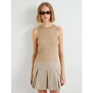 Halter Yaka Atlet Fitilli Slim Fit - KOTON - 4SAK10004EK - BEJ - XS