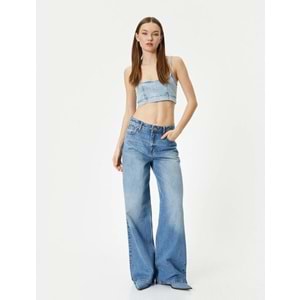 Kot Büstiyer İnce Askılı Slim Fit Kare Yaka - KOTON - 4SAL30005MD - AÇIK İNDİGO - 38