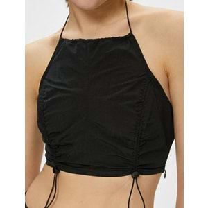 Crop Paraşüt Üst Halter Yaka Stoper Detaylı - KOTON - 4SAL30010IW - SİYAH - 38