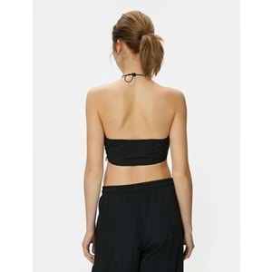Crop Paraşüt Üst Halter Yaka Stoper Detaylı - KOTON - 4SAL30010IW - SİYAH - 38
