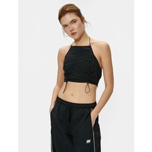 Crop Paraşüt Üst Halter Yaka Stoper Detaylı - KOTON - 4SAL30010IW - SİYAH - 38