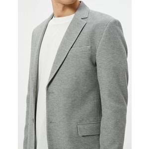 Blazer Ceket Slim Fit Cep Detaylı Düğmeli - KOTON - 5WAM50002HK - ANTRASİT - 56