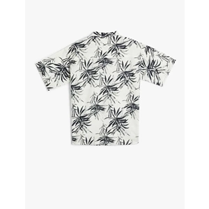 Erkek Çocuk Gömlek Yaprak Baskılı Kısa Kollu Cepli - KOTON - 4SKB60071TW - EKRU DESENLİ - 5-6 YAŞ