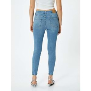 Dar Kesim Yüksek Bel Kot Pantolon Yıpratmalı Esnek Cepli Pamuklu - Carmen Skinny Jeans 4sal40060md