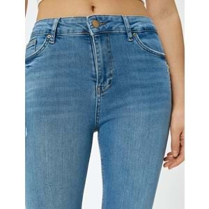 Dar Kesim Yüksek Bel Kot Pantolon Yıpratmalı Esnek Cepli Pamuklu - Carmen Skinny Jeans 4sal40060md