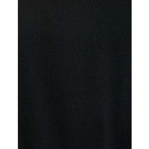 Fitilli Tişört Dokulu Bisiklet Yaka Kısa Kollu Pamuklu - KOTON - 4SAM10272HK - SİYAH - XL