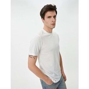Basic Tişört Kısa Kollu Bisiklet Yaka Slim Fit - KOTON - 4SAM10276HK - HAKİ - S