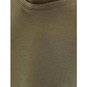 Basic Tişört Kısa Kollu Bisiklet Yaka Slim Fit - KOTON - 4SAM10276HK - HAKİ - S