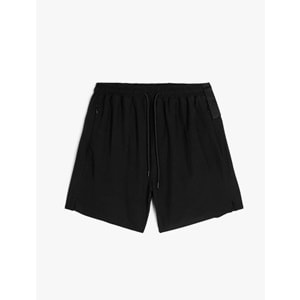 Spor Şort Beli Bağcıklı Fermuar Cep Detaylı - KOTON - 4SAM40032NW - SİYAH - XXL