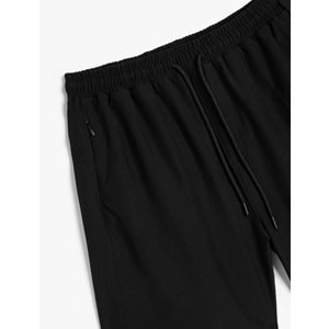Spor Şort Beli Bağcıklı Fermuar Cep Detaylı - KOTON - 4SAM40032NW - SİYAH - XXL