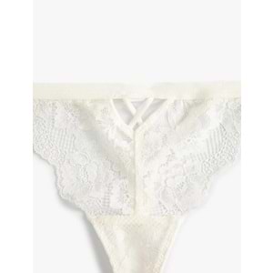 Dantelli Tül String Külot - KOTON - 4SLK30091MK - BEYAZ - S