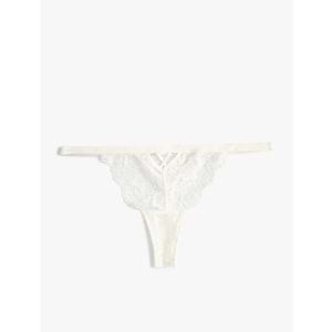 Dantelli Tül String Külot - KOTON - 4SLK30091MK - BEYAZ - S