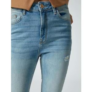 Yüksek Bel Skinny Kot Pantolon Cepli Pamuklu - Carmen Jean - KOTON - 4SAL40071MD - AÇIK İNDİGO - 29/32