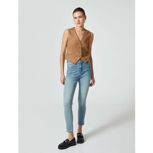 Yüksek Bel Skinny Kot Pantolon Cepli Pamuklu - Carmen Jean - KOTON - 4SAL40071MD - AÇIK İNDİGO - 29/32