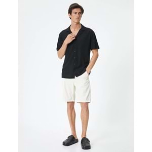 Kumaş Şort Bermuda Slim Fit Düğmeli Cepli Katlı Paça - KOTON - 4SAM40064HW - BEYAZ - 48