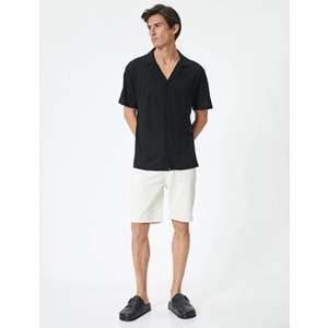 Kumaş Şort Bermuda Slim Fit Düğmeli Cepli Katlı Paça - KOTON - 4SAM40064HW - BEYAZ - 48