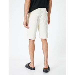 Kumaş Şort Bermuda Slim Fit Düğmeli Cepli Katlı Paça - KOTON - 4SAM40064HW - BEYAZ - 48