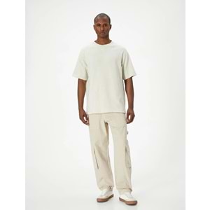Kargo Cepli Pantolon Düğmeli Bol Paça - KOTON - 4SAM40150HW - GRİ - 40