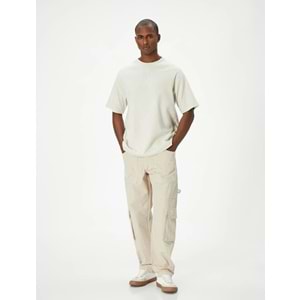 Kargo Cepli Pantolon Düğmeli Bol Paça - KOTON - 4SAM40150HW - GRİ - 40