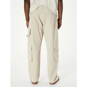 Kargo Cepli Pantolon Düğmeli Bol Paça - KOTON - 4SAM40150HW - GRİ - 40
