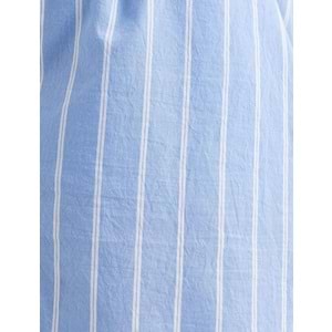 Mini Şort Cepli Beli Çift Lastik Detaylı - KOTON - 4SAK40068EW - MAVİ ÇİZGİLİ - 36