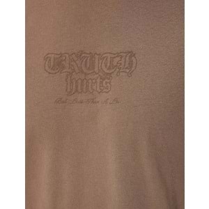 Slogan Baskılı Tişört Bisiklet Yaka Kısa Kollu Pamuklu - KOTON - 4SAM10247HK - KAHVERENGİ - XXL