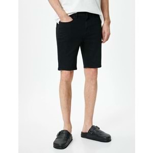 Kot Şort Bermuda Slim Fit Düğmeli Cepli - KOTON - 4SAM40105ND - SİYAH - 29