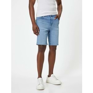 ERKEK GİYİM Bermuda Slim Fit ŞORT - KOTON - 4SAM40311ND - AÇIK İNDİGO - 34