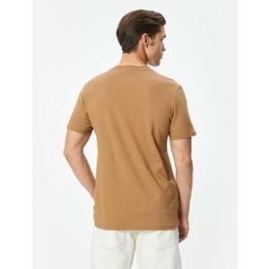 Basic Tişört Slim Fit Bisiklet Yaka Kısa Kollu - KOTON - 4SAM10842HK - KAHVERENGİ - L