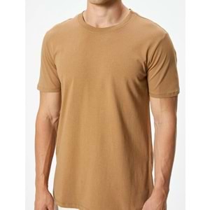 Basic Tişört Slim Fit Bisiklet Yaka Kısa Kollu - KOTON - 4SAM10842HK - KAHVERENGİ - L