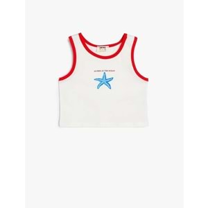 Kız Çocuk Atlet Baskılı Bisiklet Yaka Pamuklu - KOTON - 4SKG30110AK - BEYAZ - 4-5 YAŞ