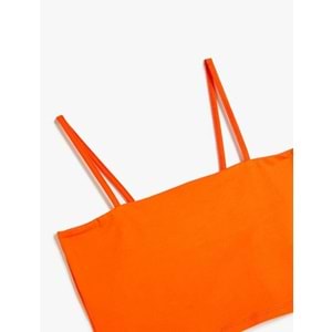 Kız Çocuk Basic Crop Atlet İnce Askılı Pamuklu - KOTON - 4SKG30114AK - TURUNCU - 7-8 YAŞ