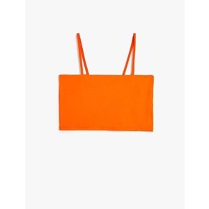 Kız Çocuk Basic Crop Atlet İnce Askılı Pamuklu - KOTON - 4SKG30114AK - TURUNCU - 7-8 YAŞ
