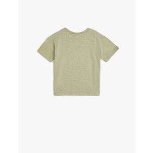 Erkek Bebek Tişört Kısa Kollu Bisiklet Yaka Baskı Detaylı Pamuklu - KOTON - 4SMB10450TK - YEŞİL - 9-12 AY