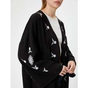 Midi Kimono Nakışlı Oversize Asimetrik Kesim 4SAL50006IW